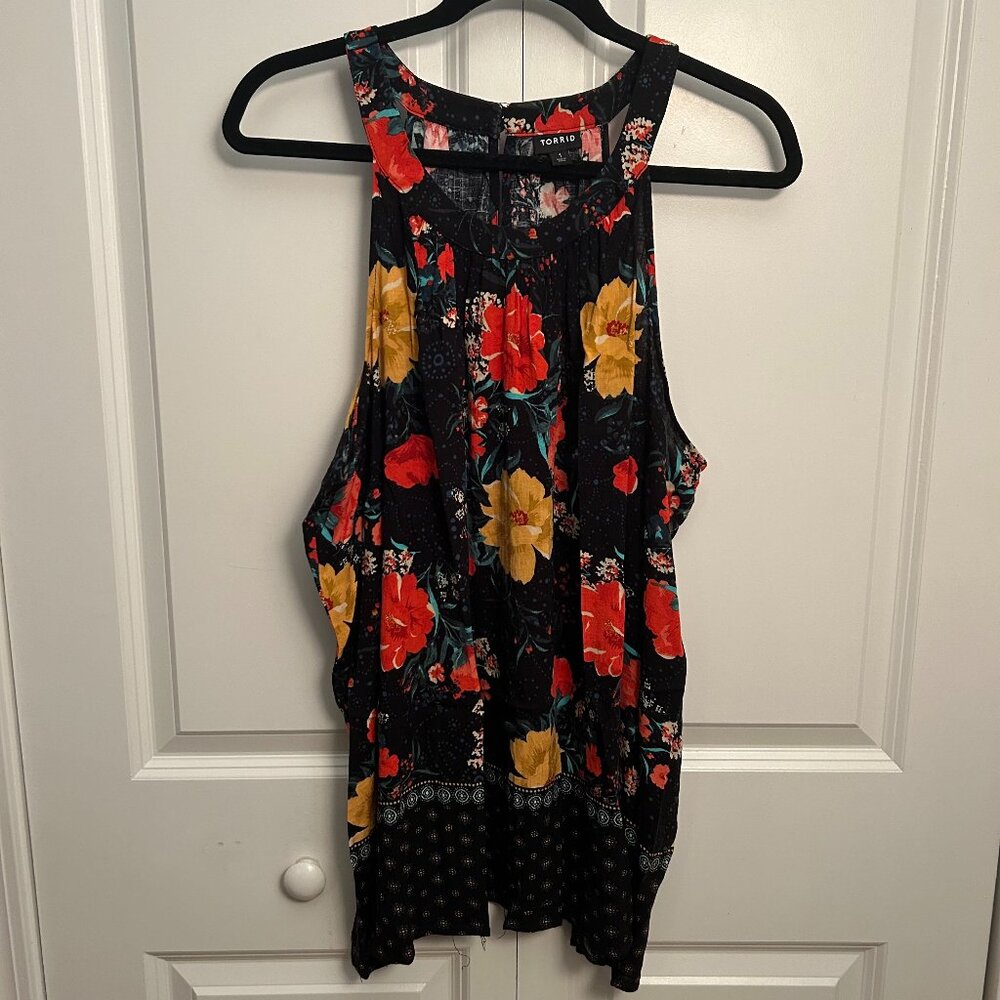 Torrid - Black Floral Sleeveless Blouse - Size 1